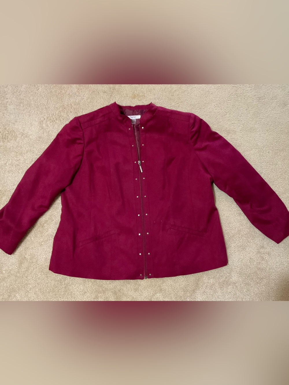 TanJay Raspberry Snap-Front Collarless Blazer Jacket - Picture 2 of 5